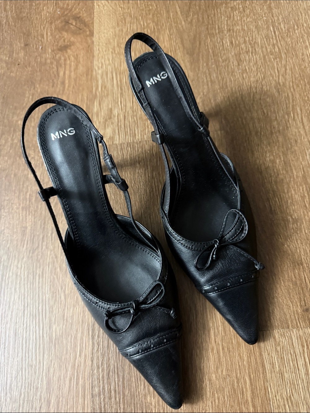 mango black Pointed Slingback Kitten Heels 39